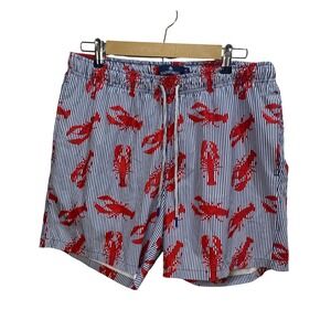 Men's Rainforest Swim Shorts XL Lobster Print Nautical 6" Inseam Preppy Coastal
